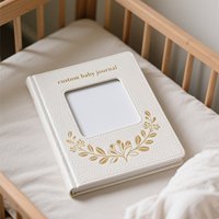 Ensemble cadeau de luxe personnalisé en cuir de PU couverture rigide souvenir de bébé livre de souvenirs agenda avec fenêtre photo pour les nouveaux parents