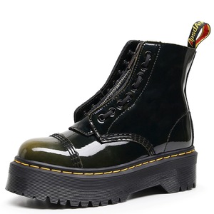 Botas de locomotora de suela gruesa con 8 agujeros, color verde que cambia de tono, aptas para Europa y América, con cremallera frontal, estilo inglés. - Product Image 1