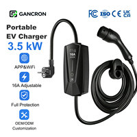 GANCRON Tragbares EV-Ladegerät 3,5kW 16A Typ 2 Level 1 AC EVSE Notfall-Backup EU-Reise 3-Pin Mit Schuko-Stecker