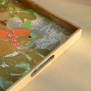 ถาดไม้สี่เหลี่ยมทำมือ Petyon ขนาด 14.5 x 14.5 x 1.5 นิ้ว สำหรับตกแต่งและเสิร์ฟ - Product Image 4