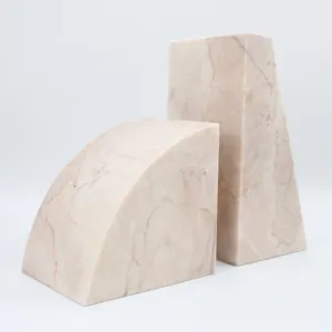 2024 New Design Irregular Shape Decoration Pink Marble Bookend