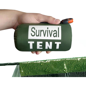 Camping d'urgence Tube Tente survie en plein air Portable PE Tente Abri Vert Abri - Product Image 1