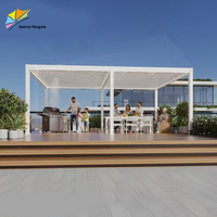 Pergola bioclimatique en aluminium sur mesure avec toit à lames motorisées, gazebo extérieur rectangulaire, pavillon de jardin