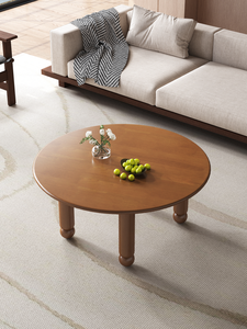 Modern Round <b>Wood</b> <b>Coffee</b> <b>Table</b> With Thick Legs Minimalist Design Living Room Furniture Durable Home Decor - Product Image 4