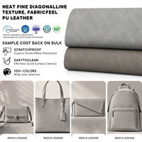 Cuir PU personnalisé à texture diagonale dense et soignée, effet tissu, pour sacs fourre-tout, pochettes, chaussures décontractées, vêtements et patchs en cuir