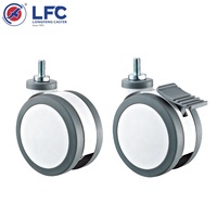 Roue pivotante de qualité supérieure pour hôpital, en nylon et polyuréthane, avec frein, fonctionnement silencieux, roulement à billes, capacité de charge de 60 kg/100 kg, 3 pouces/4 pouces