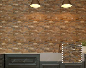 聚氯乙烯和铝生锈石板剥离和粘贴马赛克瓷砖，用于厨房后挡板
