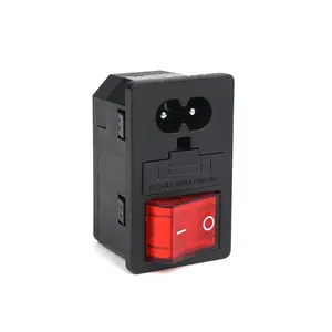LZ-8-F8-2.0 IEC Power Socket C8 connector with lamp switch 3p 4p ac power socket