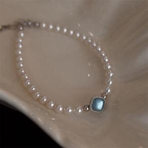 Pulsera de Perlas de Agua Dulce de Alta Gama de Zhizhen Jewelry, con Bolas de Oro y Plata, Incrustaciones de Azul Marino, Estilo Ins - Product Image 4