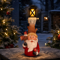 Nouvelle conception de maison de Noël en polyrésine avec scène du Père Noël, village de Noël avec lumière solaire, Noël