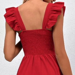 Vestido de Verano Maxi de Moda, Fabricación Personalizada de Alta Calidad, Vestido Casual Elegante de Algodón Rojo para Mujer - Product Image 4