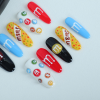 Ongles artificiels faits à la main; Style personnalisé peint à la main.