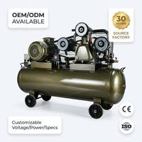 Compresseur d'air à piston industriel robuste à entraînement par courroie, refroidi par air, 3KW 4HP 380V, capacité 90L, pression 8 bars, pour atelier professionnel