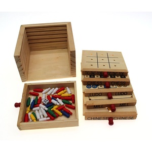 Bán Chạy Bộ Cờ Vua Mini Du Lịch Bằng Gỗ 5 Trong 1 Hộp Trò Chơi Cờ Bàn Tic Tac Toe Bộ Cờ Đam Trung Quốc - Product Image 6