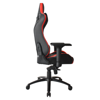 Couleur personnalisée Noir Rouge 4D Accoudoir réglable Cadre en métal Fauteuil de jeu en cuir synthétique avec oreiller en velours pour le cou et la taille