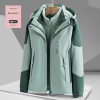 Veste bomber coupe-vent à capuche pour couples, homme et femme, doublée en polaire, ensemble 3-en-1 détachable en deux pièces, randonnée hivernale