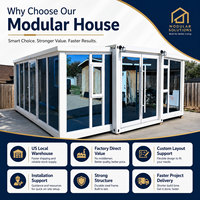Casa Contenedor Modular Prefabricada Moderna Totalmente Blanca con Estructura de Acero - Casa Pequeña Expandible con Ventanas de Piso a Techo para Uso en Villas y Tiendas