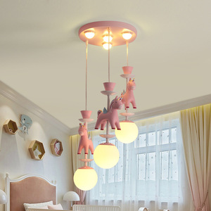 Rose et Bleu Trojan LED Plafonnier 1 Tête 3 Têtes 5 Têtes E14 Trois Couleurs Dimmable Suspension Chambre D'enfant Lustre - Product Image 2