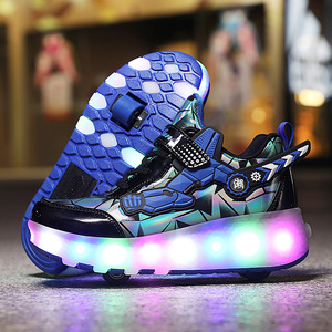 Roller Shoes With Flashing Lights EVA Material Double Row Wheels For Skating And Walking - Product Image 4