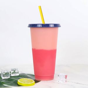 PP Reusable Heat Resistant Temperature-Sensitive Color-Changing Leak Proof Eco-Friendly Party Tumbler Straw <b>Cup</b> <b>Large</b> Capacity - Product Image 4