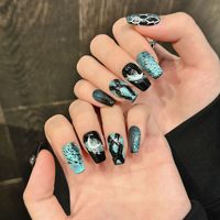 Diseño #2494 Alta calidad Fácil de usar ataúd corto Luna Decoración Falso Lujo Hecho a mano Prensa en las uñas