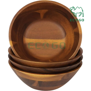Bol à salade en bois d'acacia de 7 pouces bol de service en bois pour salade soupe nouilles - Product Image 1
