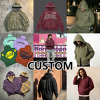 Setelan celana olahraga dan hoodie dua potong untuk pria, model vintage, potongan longgar, dengan logo dan saku dada.