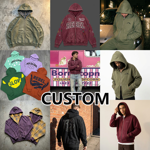 Felpa con Zip Oversize Personalizzata OEM con Effetto Lavaggio Acido, Strass e Borchie in Stile Streetwear per un <span class=keywords><strong>Look</strong></span> Unico - Product Image 2