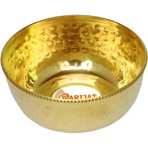 PARIJAT Bol artisanal en acier en laiton poli Bol de service pour nourriture indienne Soupe Céréales Légumes-Ingrédients mélangés 1 martelé - Product Image 2