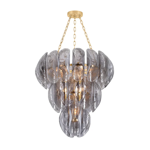 Lampadario <span class=keywords><strong>Vintage</strong></span> <span class=keywords><strong>a</strong></span> Foglia in Vetro, Plafoniera <span class=keywords><strong>a</strong></span> <span class=keywords><strong>Sospensione</strong></span> LED Dimmerabile Bianco Caldo per Sala da Pranzo - Product Image 1