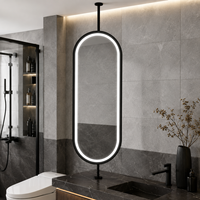 Miroir de salle de bain ovale LED rotatif avec éclairage frontal, intensité réglable, anti-buée, 3 couleurs, Bluetooth pour coiffeuse et salon