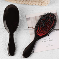 Brosses à cheveux en poils de sanglier avec dents de couette en Nylon, poils de sanglier naturels, peignes d'extension de cheveux, brosses à cheveux