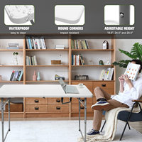 Table pliante réglable de 5,5 pieds avec poignée intégrée, pieds en acier, robuste et portable, idéale pour les dîners et les fêtes