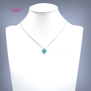 Cardermay S925 <b>Silver</b> Pendant <b>Necklace</b> Blue Flower Design Gift Jewelry - Product Image 3