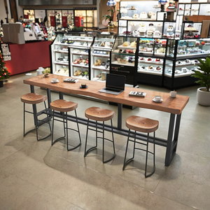 Modern masif ahşap <span class=keywords><strong>Bar</strong></span> masası yüksek sandalye ticari yüksek sandalye üreticisi için Cafe süt çay dükkanı balkon eğlence oturma odası - Product Image 5