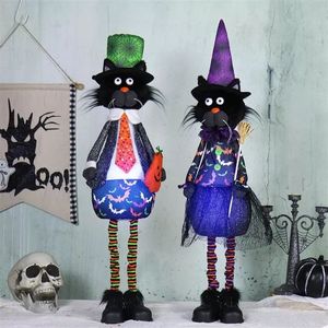 Adorable LED Halloween Cat Ornaments Soft Festive Plush Doll Gift with Colorful Flashing Lights - Product Image 3