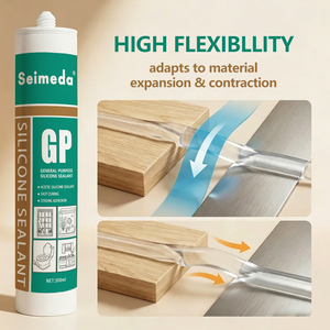 Sellador de Silicona Acética GP de Curado Rápido Profesional Seimeda para Sellado de Ventanas y Puertas de Vidrio, Adhesivo Impermeable - Product Image 2