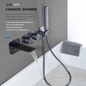 Robinet d'arrosage <span class=keywords><strong>de</strong></span> fleur <span class=keywords><strong>de</strong></span> baignoire cascade chaud et froid dans le mur robinet <span class=keywords><strong>de</strong></span> <span class=keywords><strong>bord</strong></span> <span class=keywords><strong>de</strong></span> cylindre encastré <span class=keywords><strong>noir</strong></span> dissimulé - Product Image 2