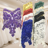W017 Corsage de mariée en strass Applique Broderie Tissu perlé Saris Fête Wear Broderie de mariage
