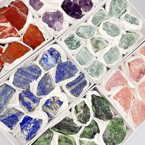 Various of Crystals Quartz Block Healing Stones Minerals and Rocks Specimens Natural Amethyst Rose Quartz Crystals Box Set