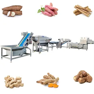 Industrial Potato Cassava Blanching Machines Ginger Washing Cutting Root Vegetable Processing Line Price