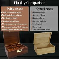 Kotak Kayu Akasia Persegi Panjang Premium Mewah Bermerek Khusus, Terbagi, Dapat Dilepas, untuk Set Hadiah dengan Kait Emas