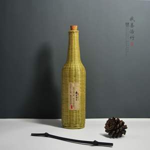 Juego de Regalo Ecológico con Barril de Vino de Bambú y Embalaje de Botella de Seda - Diseño Artesanal con Flores y Estilo Antiguo - Product Image 3