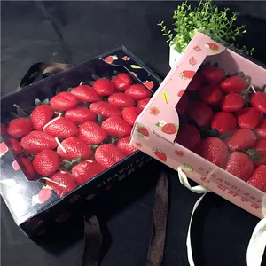 Wholesale Custom Logo Full Size Business Cardboard Box Strawberry Fruit Packaging With Window Grape Paper Box