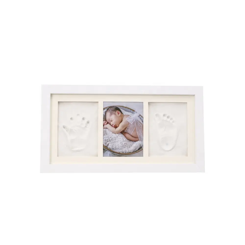 Little Baby Handprint & Footprint Kit Clay Hand Print Picture Frame for Newborn White Feet Imprint Mold