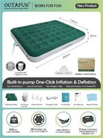 Lit d'air floqué en PVC écologique OUTAFUN, taille Queen, matelas pneumatique avec pompe intégrée, lit gonflable portable et durable pour le camping
