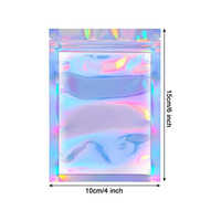 Pochette holographique transparente refermable anti-odeur avec logo personnalisé, sacs en mylar holographiques