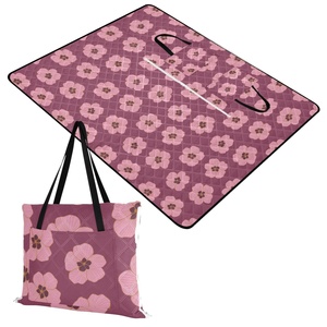 60X80in Custom Print Picnic Rugs Hawaiian Hau Pink Flower Aloha Washable <b>Camping</b> Blankets Waterproof Beach Mat Foldable Handbags - Product Image 2