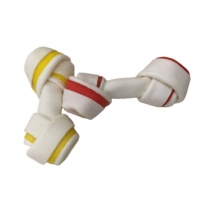 Os en cuir brut blanchis pour chiens, friandises pour animaux de compagnie, friandises pour chiens en cuir de vache, os noués en cuir de vache