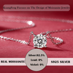 สร้อยคอเพชรโมอิส1/2กะรัตที่สง่างามสำหรับผู้หญิง925สเตอร์ลิงเงินแพลทินัมจี้โซลิแทร์ชุบทองคำขาวเครื่องประดับพรีเมี่ยม - Product Image 4